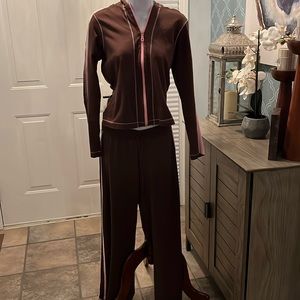 City Tech by City Lights Brown and Pink full Zipper Hoodie Size:M Too Sylish